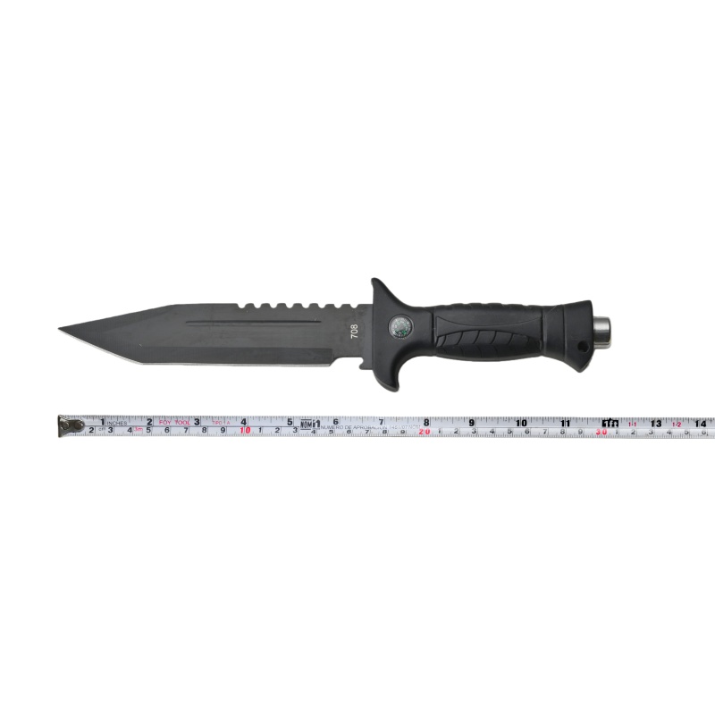 Survival camping and hiking black tactical knife, with a cool serrated blade, ideal for hunting; fixed blade design. 708 - 图片 2