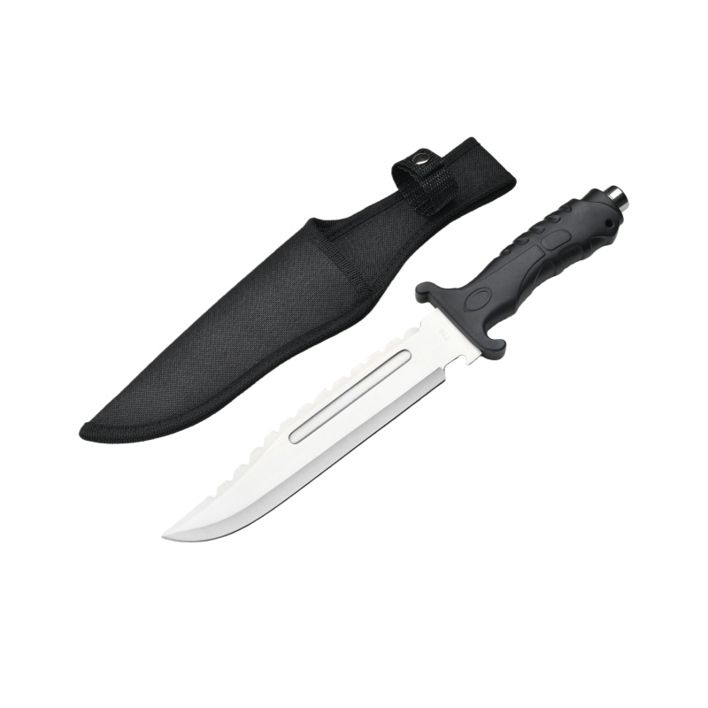 Survival camping and hiking black tactical knife, with a cool serrated blade, ideal for hunting; fixed blade design. 718 - 图片 2