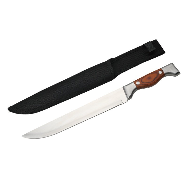 Stainless steel straight machete/barrel, outdoor hunting and survival knife with wooden handle - 图片 4