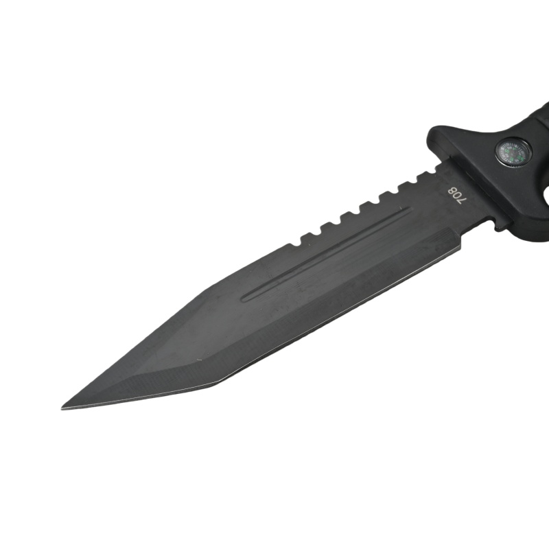 Survival camping and hiking black tactical knife, with a cool serrated blade, ideal for hunting; fixed blade design. 708 - 图片 4