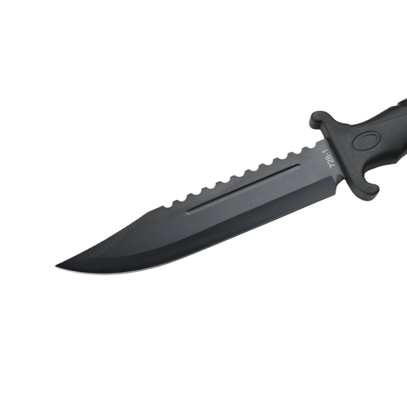 Survival camping and hiking black tactical knife, with a cool serrated blade, ideal for hunting; fixed blade design. 728 - 图片 6