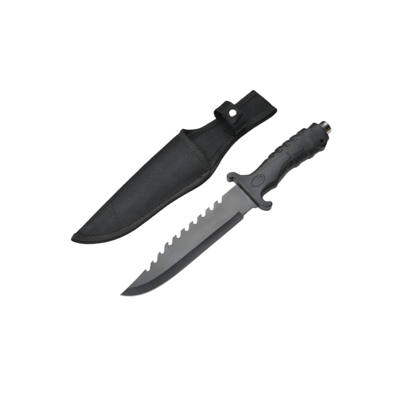 Survival camping and hiking black tactical knife, with a cool serrated blade, ideal for hunting; fixed blade design. 678 - 图片 3