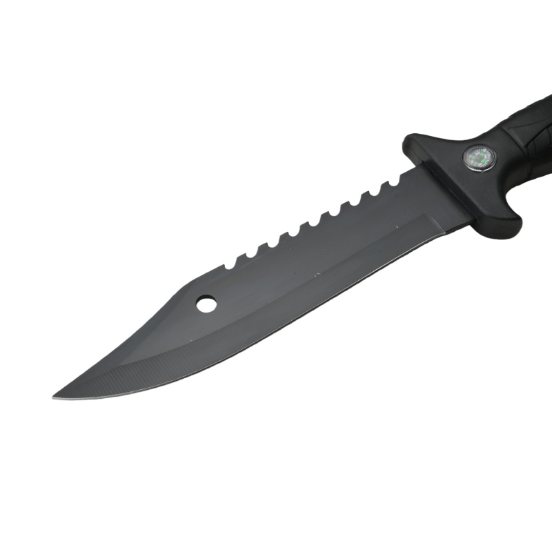 Survival camping and hiking black tactical knife, with a cool serrated blade, ideal for hunting; fixed blade design. 698 - 图片 4