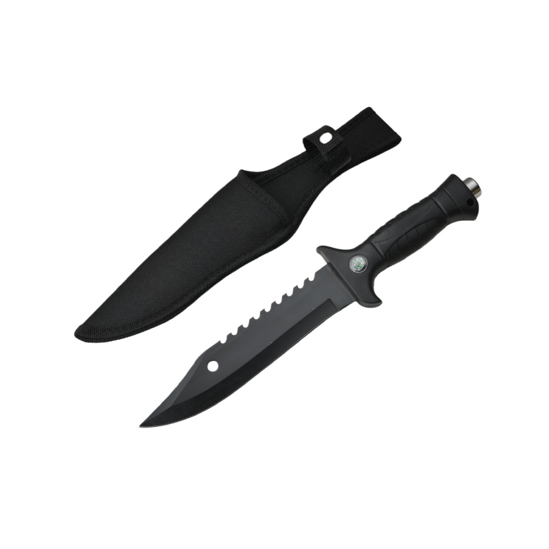 Survival camping and hiking black tactical knife, with a cool serrated blade, ideal for hunting; fixed blade design. 698 - 图片 5