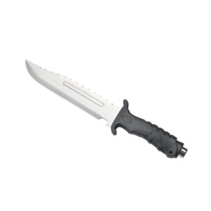 Survival camping and hiking black tactical knife, with a cool serrated blade, ideal for hunting; fixed blade design. 718