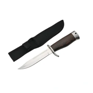 Retro-Style Outdoor Knife with Wooden Handle — High-Hardness Stainless Steel Blade Camping Knife - F1
