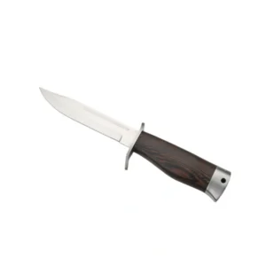 Retro Wood-Grain Handle Tactical Fixed-Blade Knife — One-Piece Molded Outdoor Survival & Self-Defense Tool