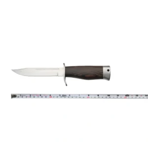 Dark Brown Wood-Grain Handle Fixed-Blade Knife — Versatile, Practical Knife for Outdoor Adventures - F6